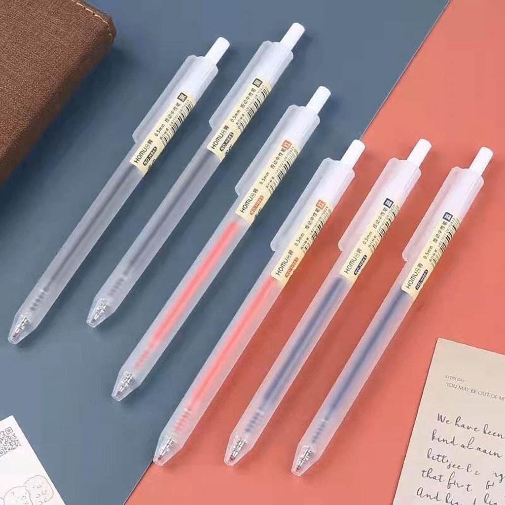 

Pulpen Ins Gelpen Pulpen 0.5mm Pulpen Gel Transparan Hitam Biru Merah Bolpoin Mekanik Gel Pena