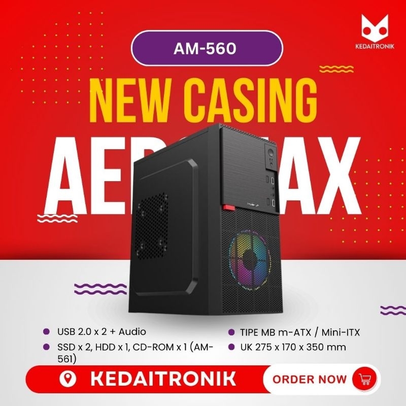 Casing Power Up AEROMAX AM-560 with PSU 500W m-ATX Case