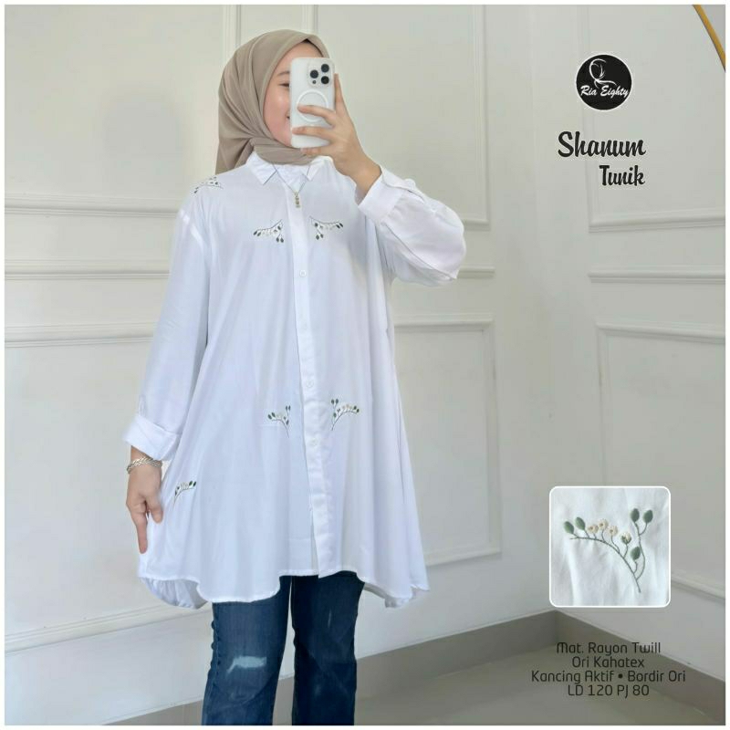 Shanum Ld 120 Kemeja Putih OVERSIZE Blouse Casual By Riaeighty
