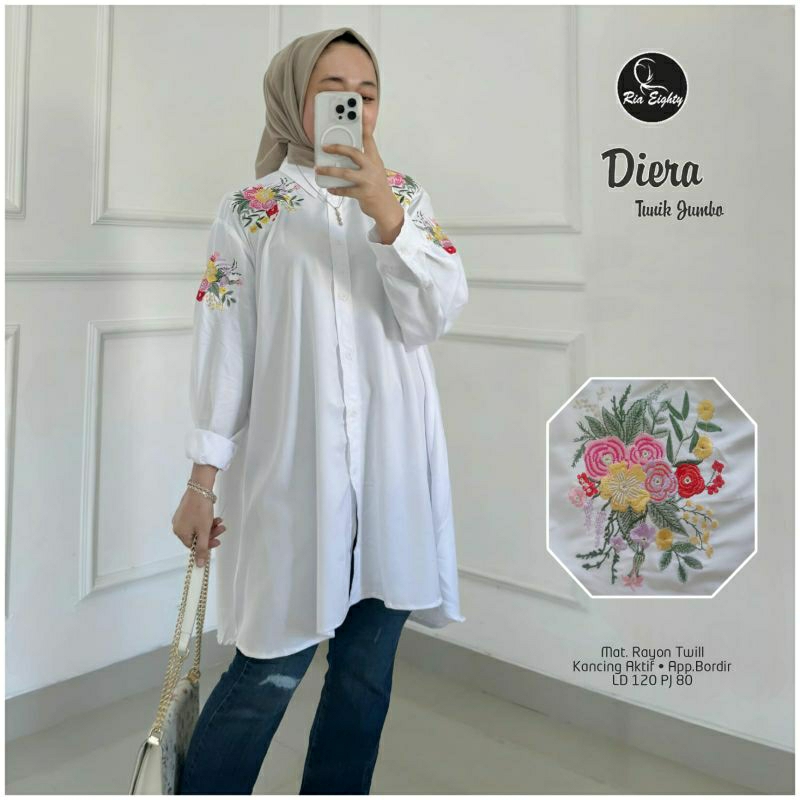 Dyera ld 120 Kemeja Putih OVERSIZE Blouse Casual By Riaeighty