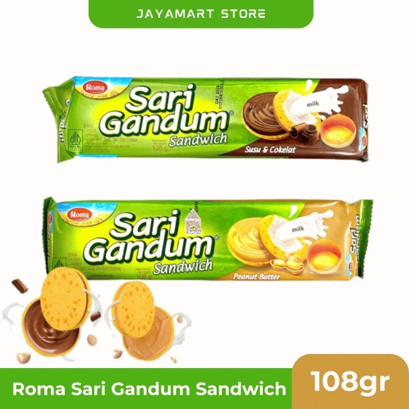 

Roma Sari Gandum Sandwich Coklat/Kacang ( 108g ) - MM013