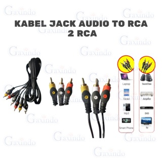 KABEL JACK AUDIO TO RCA 2 RCA GOLD PLATED KABEL JACK 2 IN1 AUX AUDIO - RCA K2014 KABEL JACK SPEAKER 