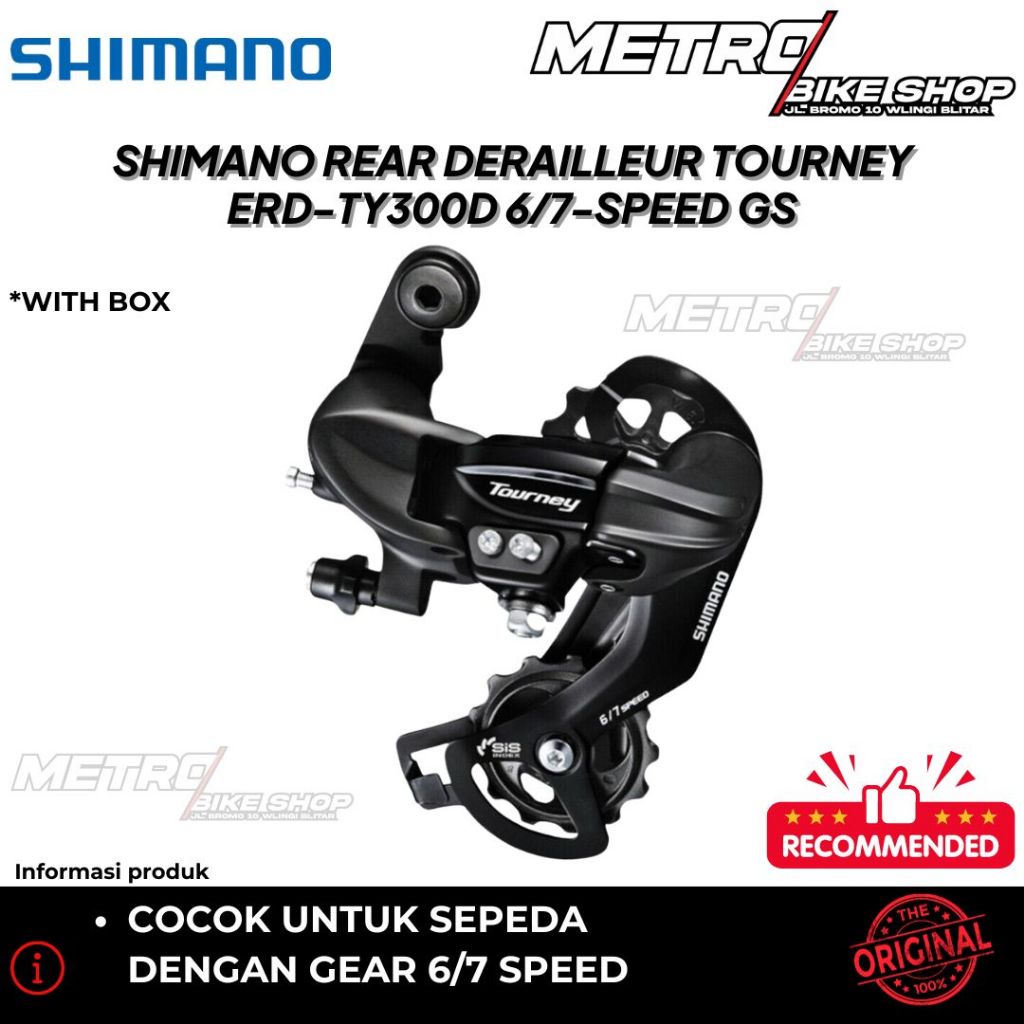 RD / REAR DERAILLEUR SHIMANO ORI TOURNEY TY300 ERDTY300D 6/7-SPEED GS WITH BOX sepeda MTB,lipat,