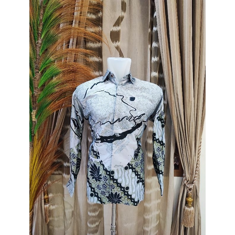 Kemeja Batik Pria Hijau Sage