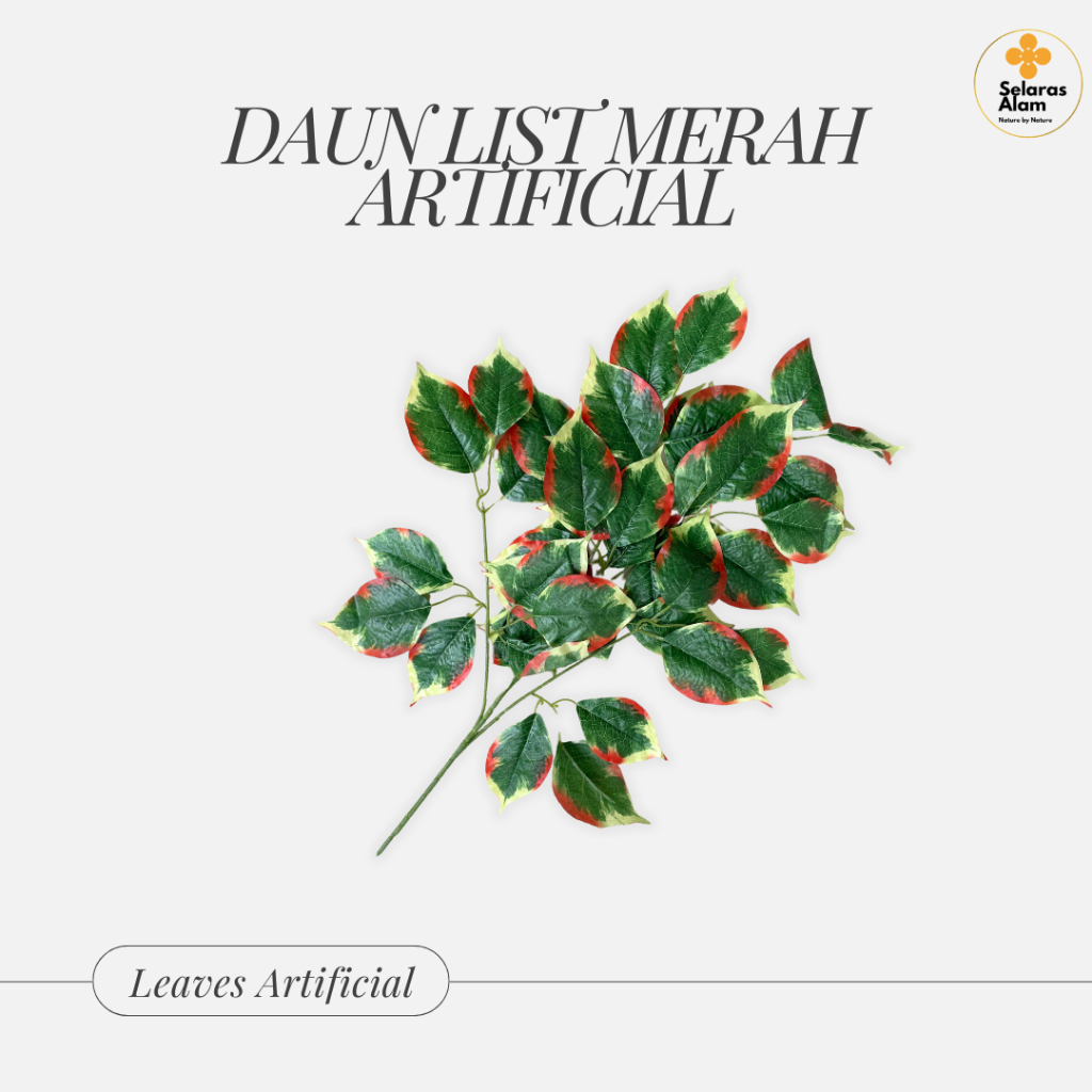 DAUN BATANG ARTIFICIAL DEKORASI LATEX / DAUN ARTIFICIAL TANGKAI PLASTIK HIASAN DEKORASI / DAUN DEKOR