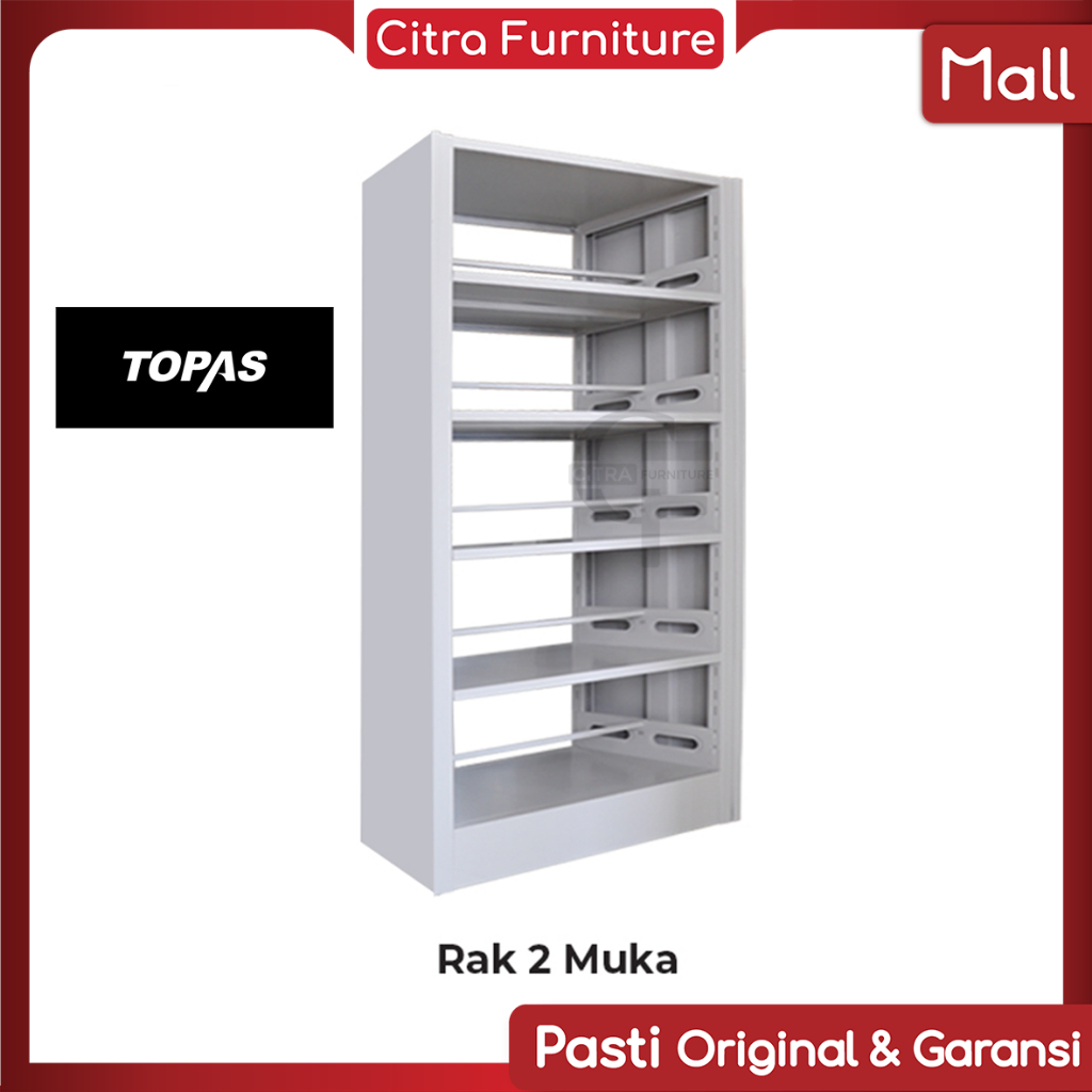 Citra Furniture TOPAS ® Lemari Besi Rak Buku Perpustakaan Sekolah 2 Muka