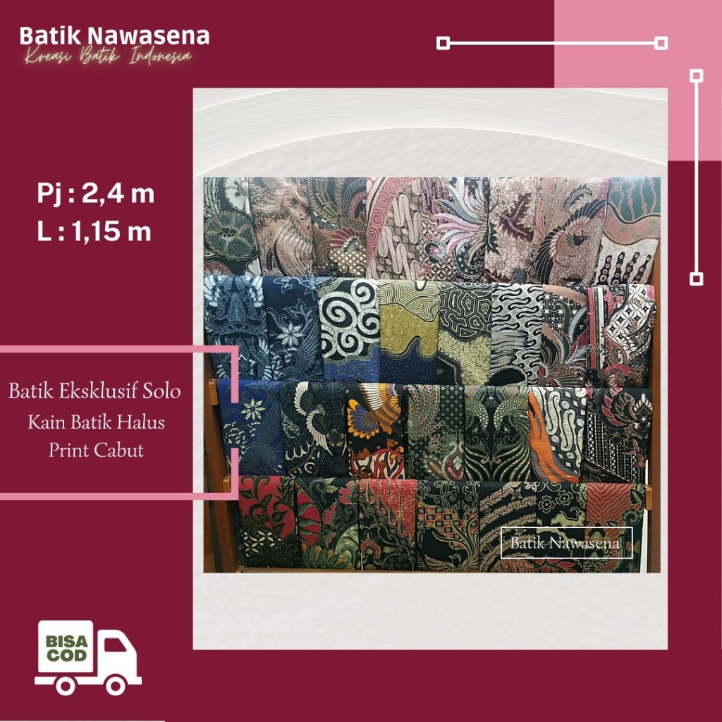 KAIN BATIK SOLO KATUN PREMIUM CAMPURAN BERBAGAI MOTIF 3 METERAN