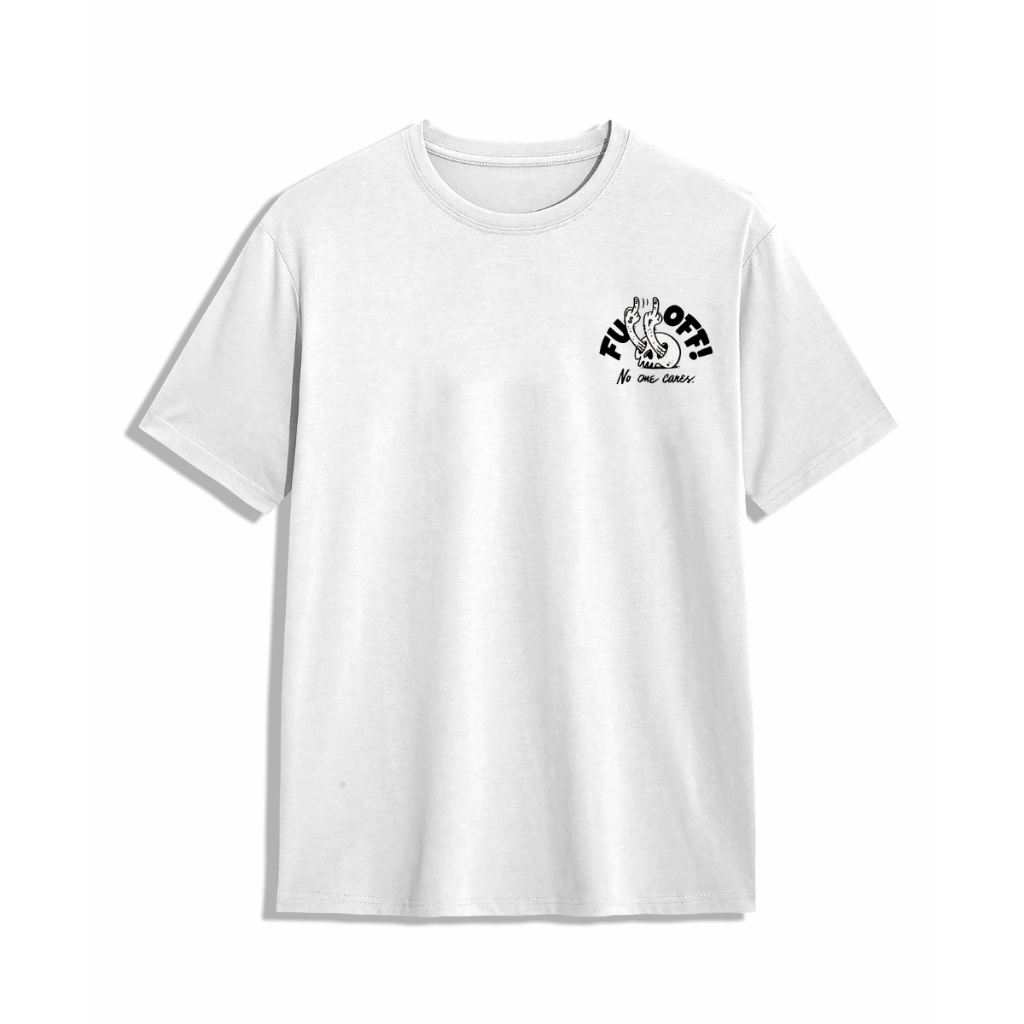 T-shirt Kaos Kece Pria Simple - Kaos Fusf Off Tengkorak Hitam Putih - Kaos Unisex Pria