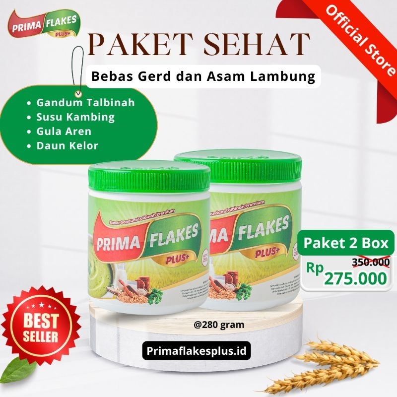 

Paket 2 Pcs Primaflakes Sereal Gandum talbinah mengatasi asam lambung, Maag, dan Gerd menu diet sehat primaflakes original official