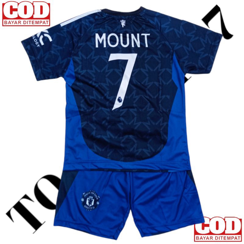 SETELAN JERSEY BOLA ANAK LAKI LAKI FOOTBALL CLUB MANCHESTER UNITED AWAY NEW TERLARIS / BAJU SETELAN 