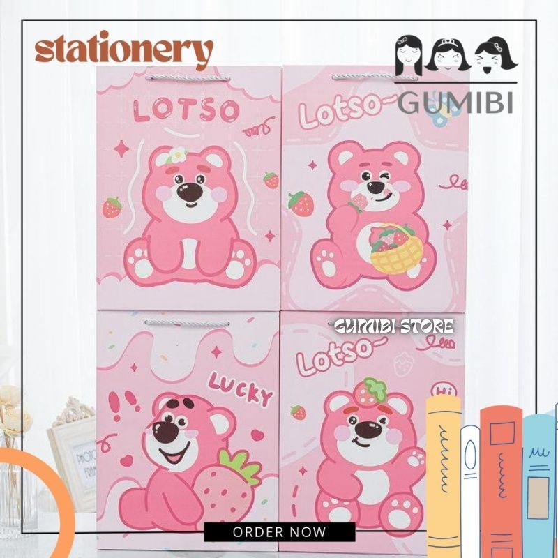 

PAPERBAG LOTSO BEAR MEDIUM PAPER BAG LOTSO TAS ULANG TAHUN GOODIE BAG BIRTHDAY ANAK MOTIF LOTSO TERMURAH