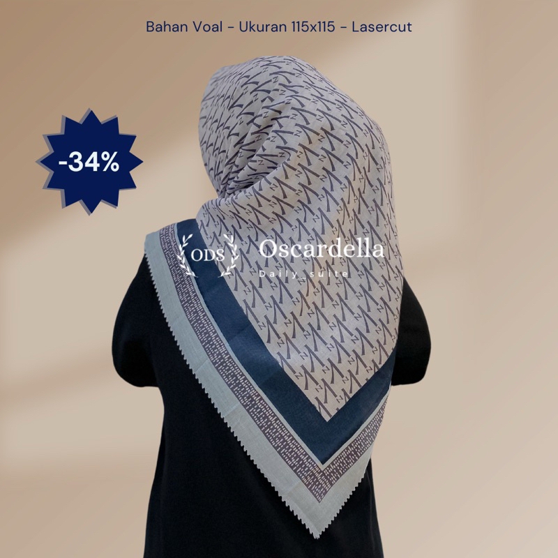 JILBAB VOAL MOTIF CANTIK TERBARU PREMIUM LASERCUT 115 x 115 DENAY