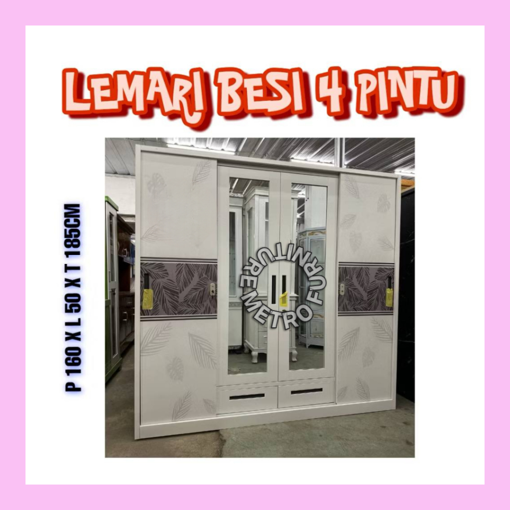 LEMARI PAKAIAN BESI 4 PINTU LEMARI PAKAIAN SLEDING BESI 4 PINTU FREE EONGKIR SERANG KOTA