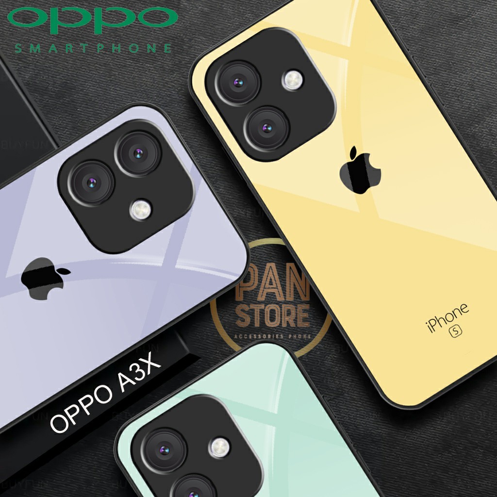 Softcase Glass Case Oppo A3X Terbaru Casing  Handphone Oppo A3X  - Pelindung Handphone - Aksesoris H