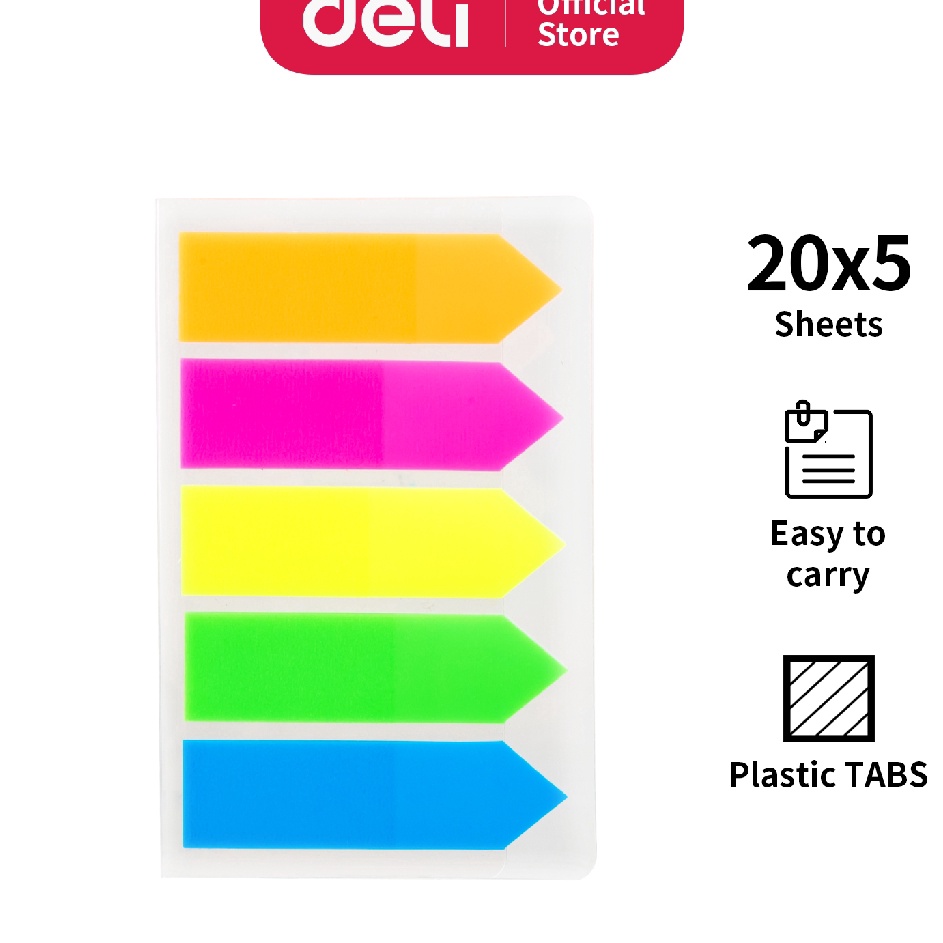 

CUCI GUDANG Deli Index Tab Sticky 43 12mm 52sheets 5 Warna Perekat Kuat Tahan Lama EA162