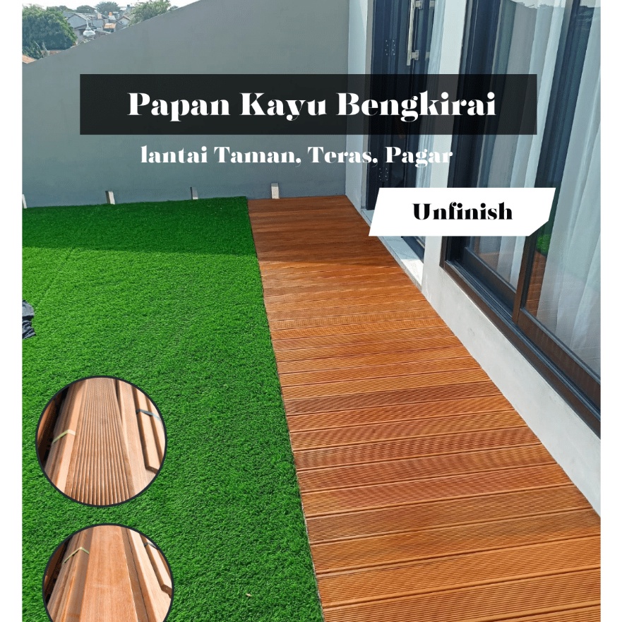 Grosir Lantai Decking Kayu Asli Bengkirai Pagar Kolam Teras Balkon