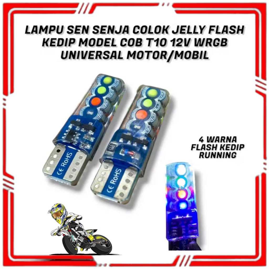 Lampu Sen Senja Rem T10 8 Mata Led RGB 2 Mode Running & Kedip Strobo Lampu Sen Senja Rem Motor Mobil