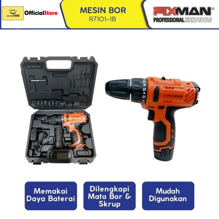 Fixman Mesin Bor Tanpa Kabel R7101-1B Orange