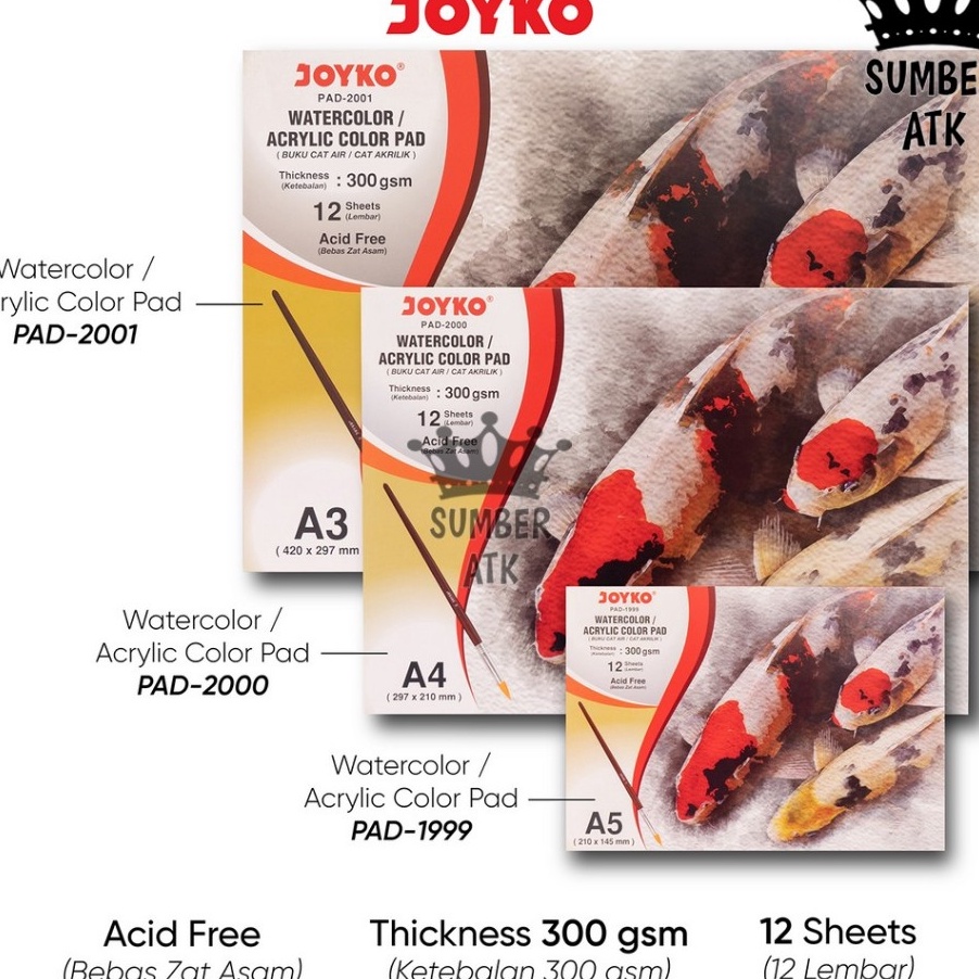 

SPESIAL Watercolor Pad Buku Gambar Cat Air Akrilik 3 gsm 12 Sheets PAD1999 PAD2 PAD21 A5 A4 A3