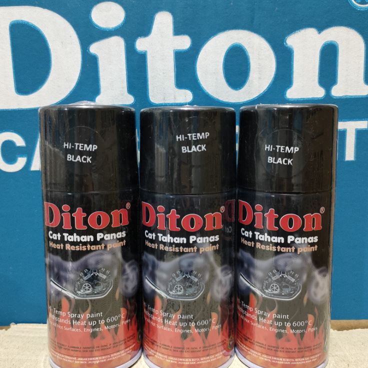 KI3 Pilok Pilox Cat DITON HITEMP Black Anti Panas Tahan Panas Warna Hitam 15cc Cat Semprot Diton 15c