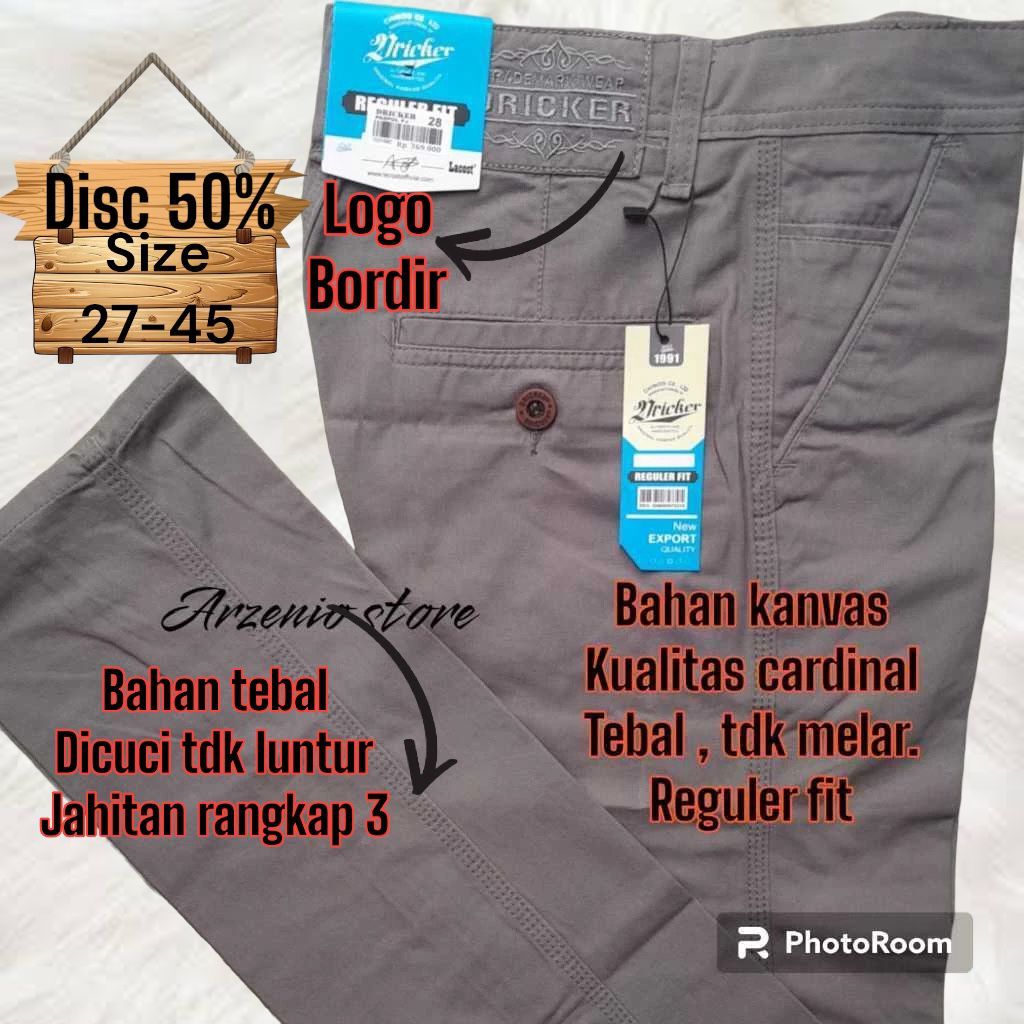 Celana Panjang Pria Chinos Bahan Kanvas Kualitas Emba Original Dricker Lacost Bahan Tebal Tidak Mela
