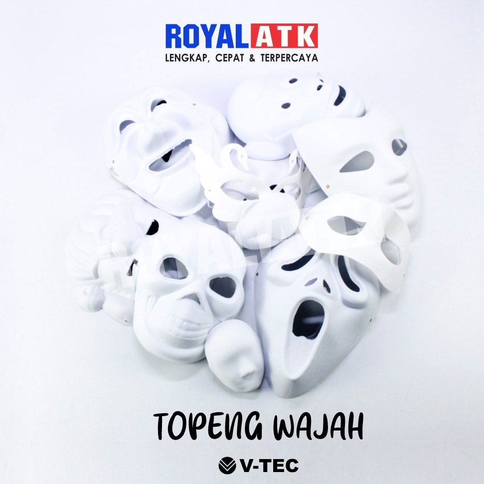 Dapatkan Topeng Lukis Wajah Kertas Polos VTec Male Female  Vtec Mask Pria Wanita Kostum Topeng Untuk