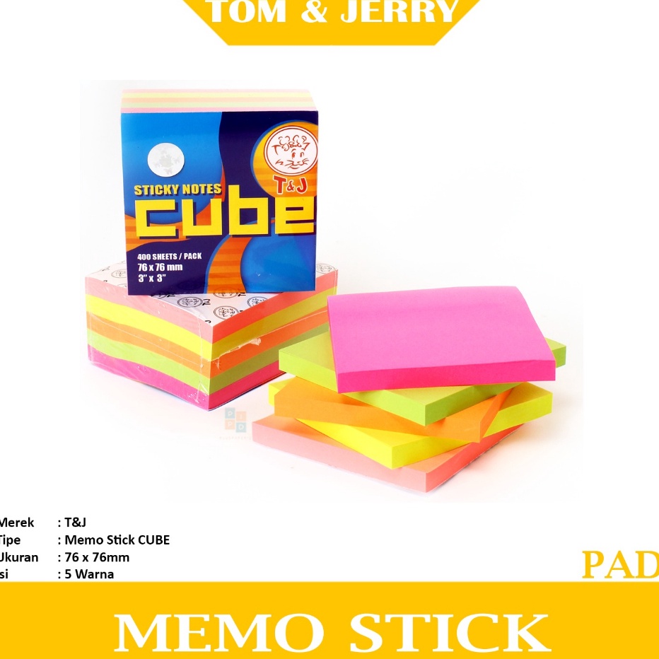 

BIG SALE TOM JERRY Sticky Notes Warna Cube 654 Pad