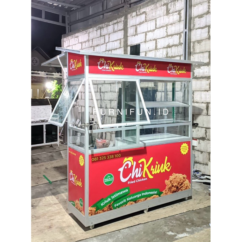 Gerobak Fried Chicken / Gerobak Geprek / Booth Jualan / Gerobak Aluminium