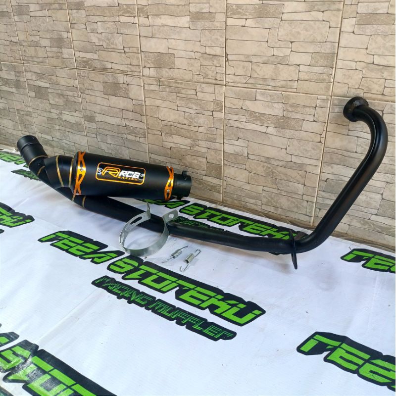 Knalpot racing satria fu RCB corong hitam jupiter mx supra gtr sonic Bass empuk