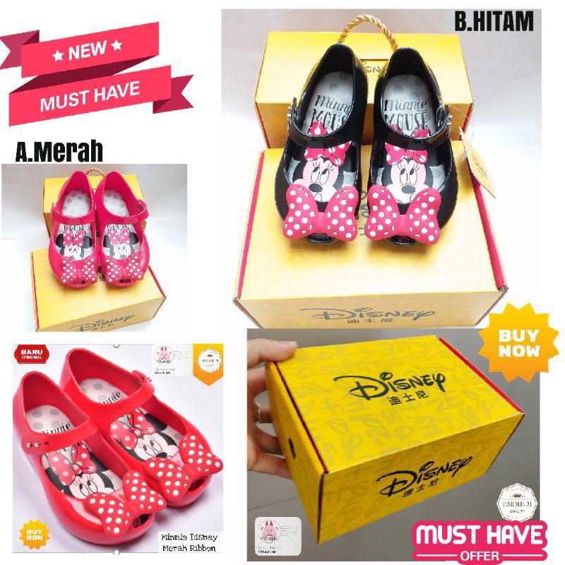 Minnie Mickey Mouse Sepatu Anak Perempuan Jelly Shoes Flat