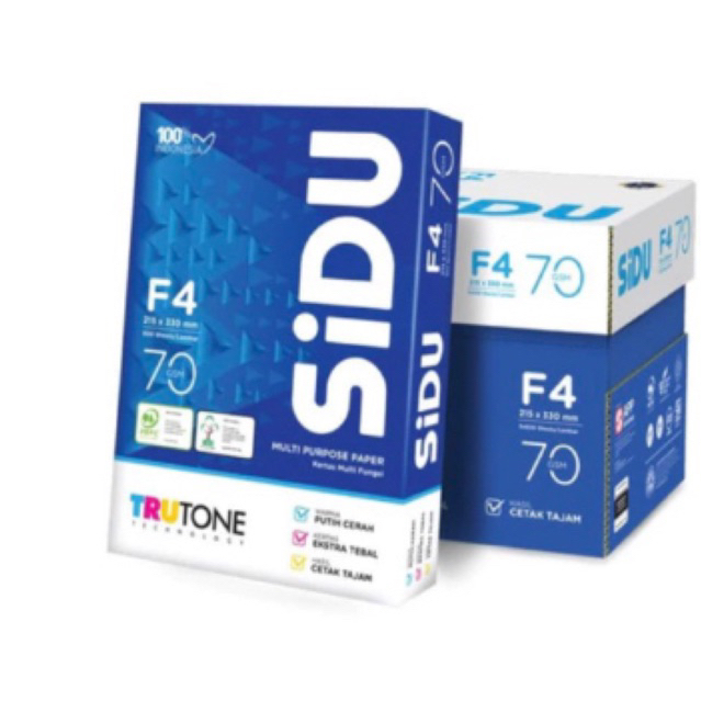 

Sidu F4 kertas 1 box isi 5 rim 70 gsm