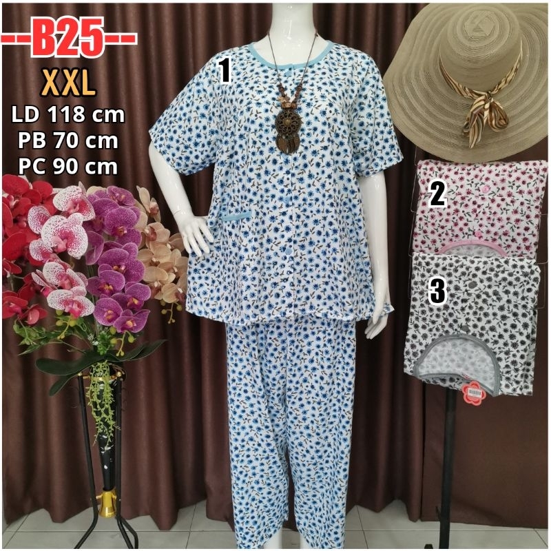 B17 - Baju Tidur Jumbo BKH Babydoll XXL stelan kaos jumbo CP Baju Tidur Kancing Depan Busui Piyama