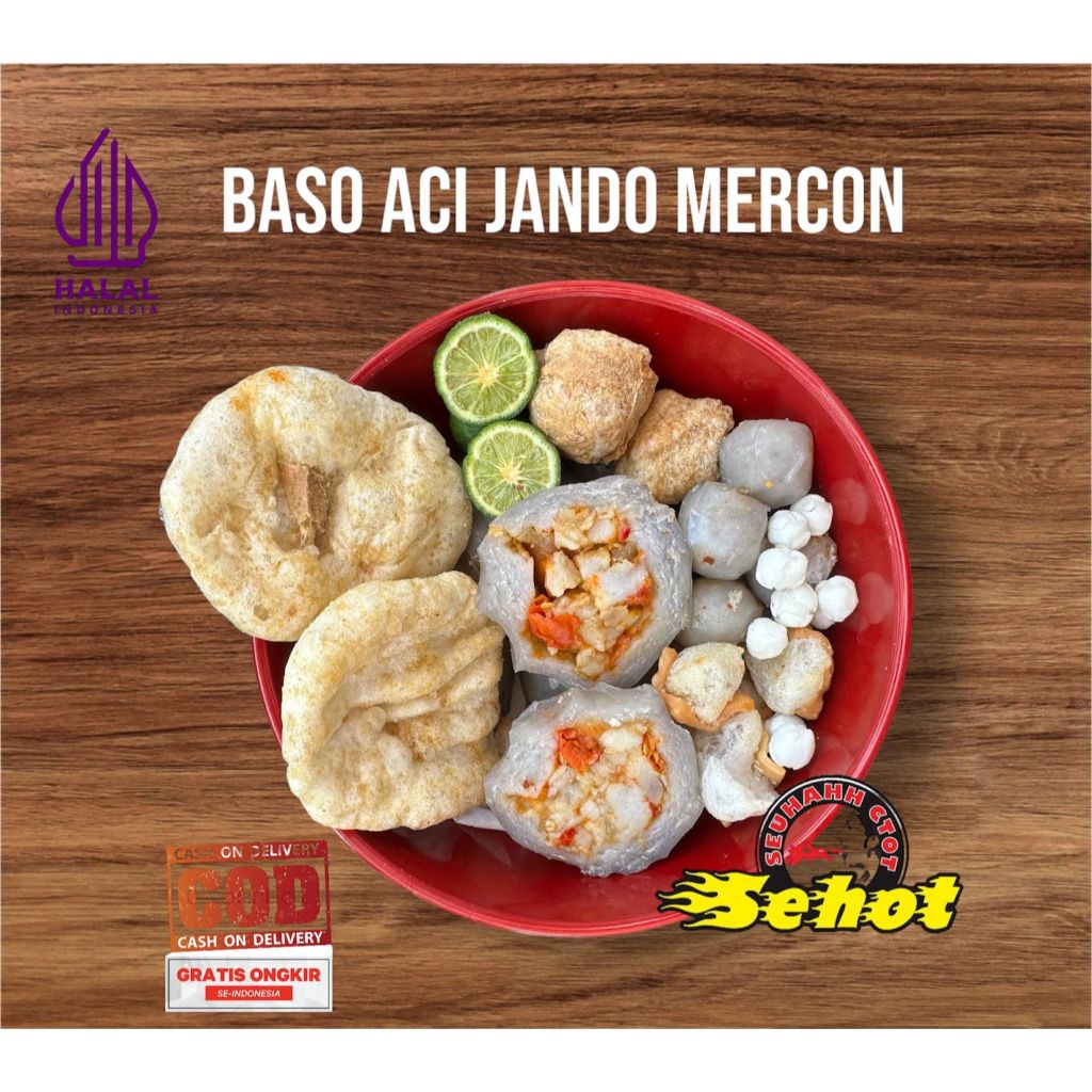 

1 BUNGKUS BASO ACI MERCON ISIAN TETELAN JANDO PEDAS