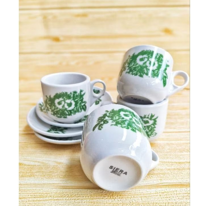 Cangkir Set Keramik Kopi Teh Motif Bunga Sepatu