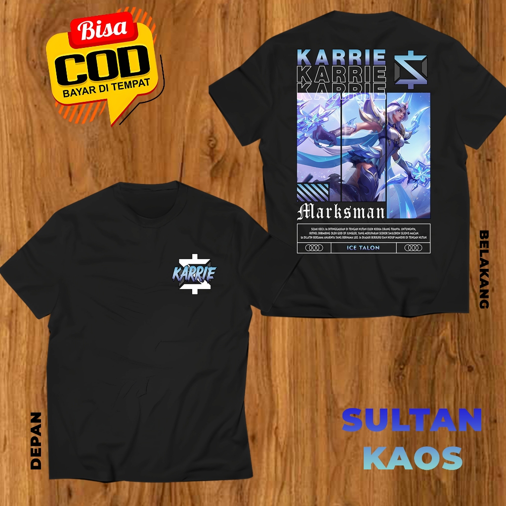 KAOS DEWASA GAME MOBA KARRIE ICE TALON BAJU ML KARRIE ICE TALON MARKSMAN TSHIRT MLBB BISA REQUEST SK