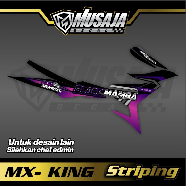 Striping mx king hitam ungu nyambung simpe non fullbody tranparan uv / non transparan uv custom