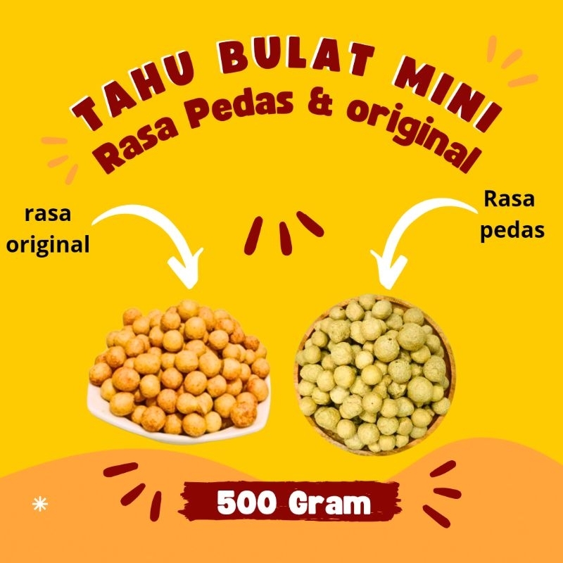 

Tahu Bulat Mini Kering 500Gram | Tahu Bulat Crispy Mini Ori Dan Pedas