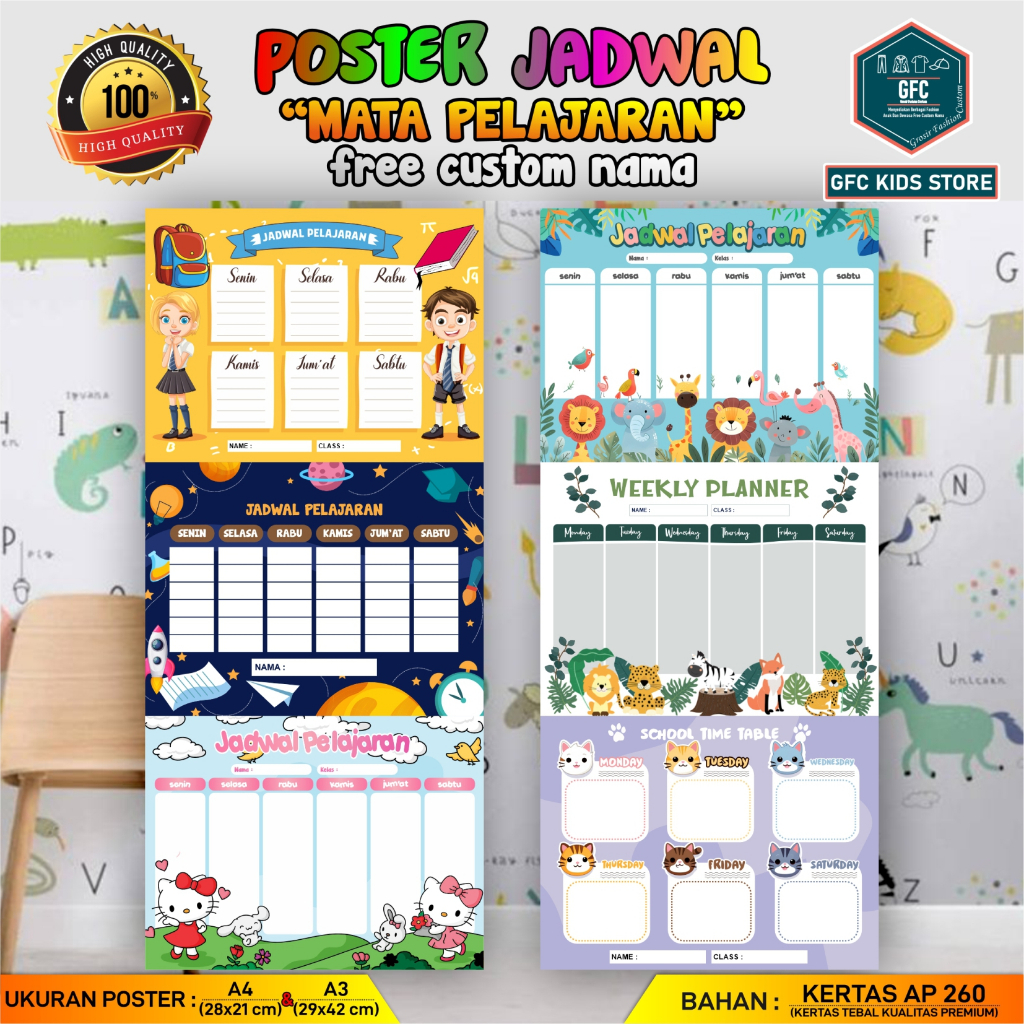 

POSTER JADWAL MATA PELAJARAN WIPE & CLEAN DESAIN MENARIK POPULER