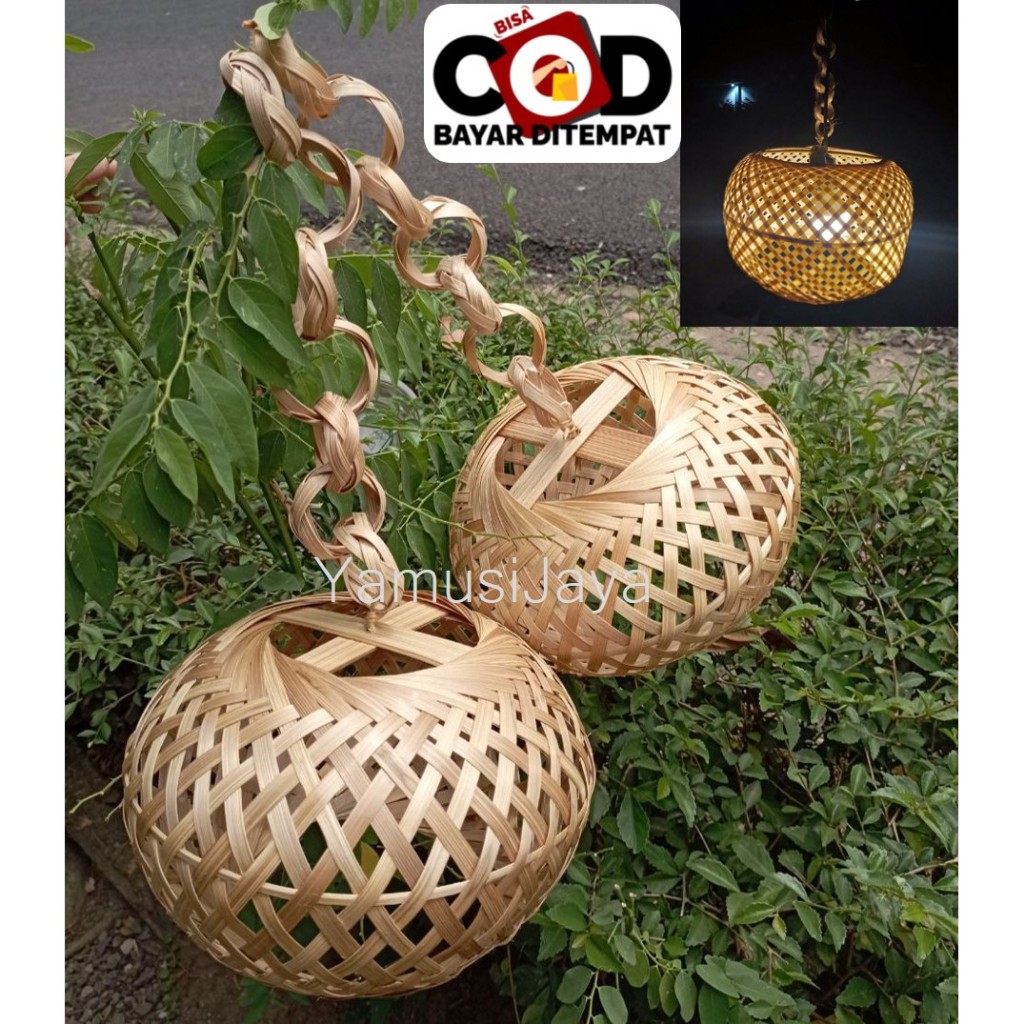 Kap Lampu Jalan l Dekorasi Cafe Unik l Kap Lampu Bambu Gantung Minimalis