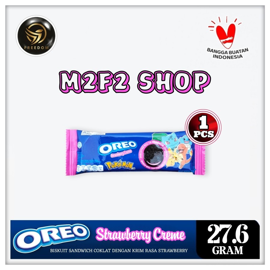 

Biskuit Oreo Sandwich Strawberry Creme | Krim Stroberi - 27,6 gr (Kemasan Satuan)