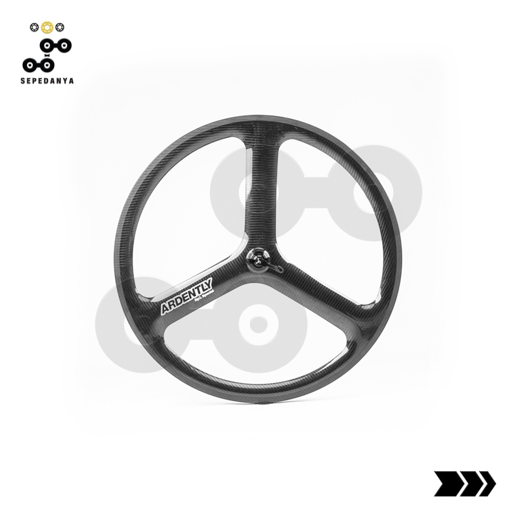 Ardently RP1 Carbon Trispoke 3 Spoke Front Rear Wheels Rims 700c Sepeda Fixie Fixed Gear Track Bike 