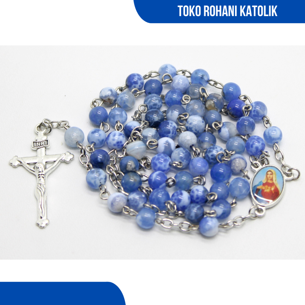 ROSARIO KALUNG BAHAN BATU ALAM (BIRU) / KALUNG DOA ROSARIO / ROSARIO ESKLUSIF
