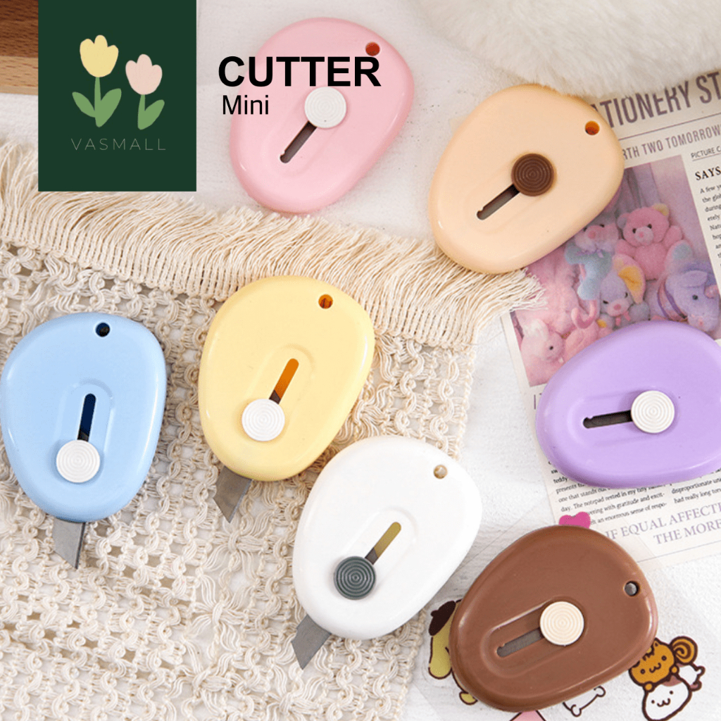 

VASMALL - CUTTER MINI | MINI CUTTER | PISAU PEMOTONG MINI PORTABLE WARNA PASTEL PISAU TAJAM | CUTTER MINI | PISAU CUTTER MINI