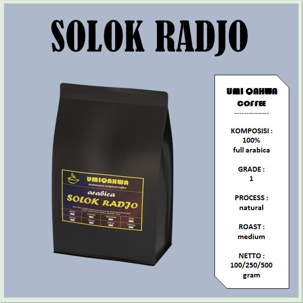 

Kopi SOLOK RADJO Arabica 100/250/500 Gram Kopi Murni G1 UMI QAHWA
