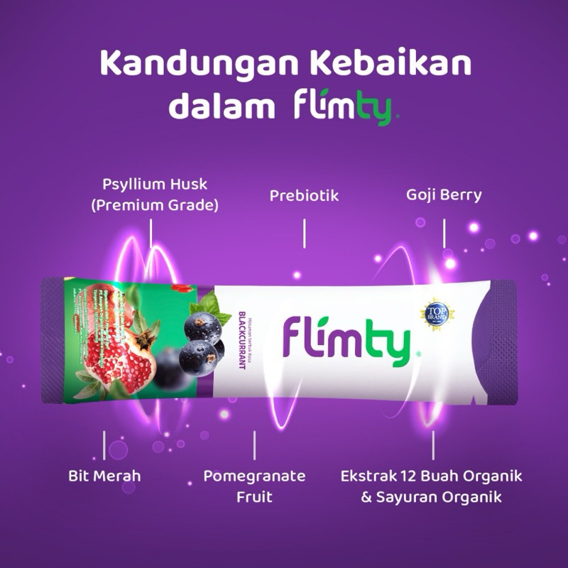 

ECER 1 Sachet FLIMTY FIBER Minuman Serat Pelangsing Slimming Diet Detox Pelancar BAB HALAL BPOM