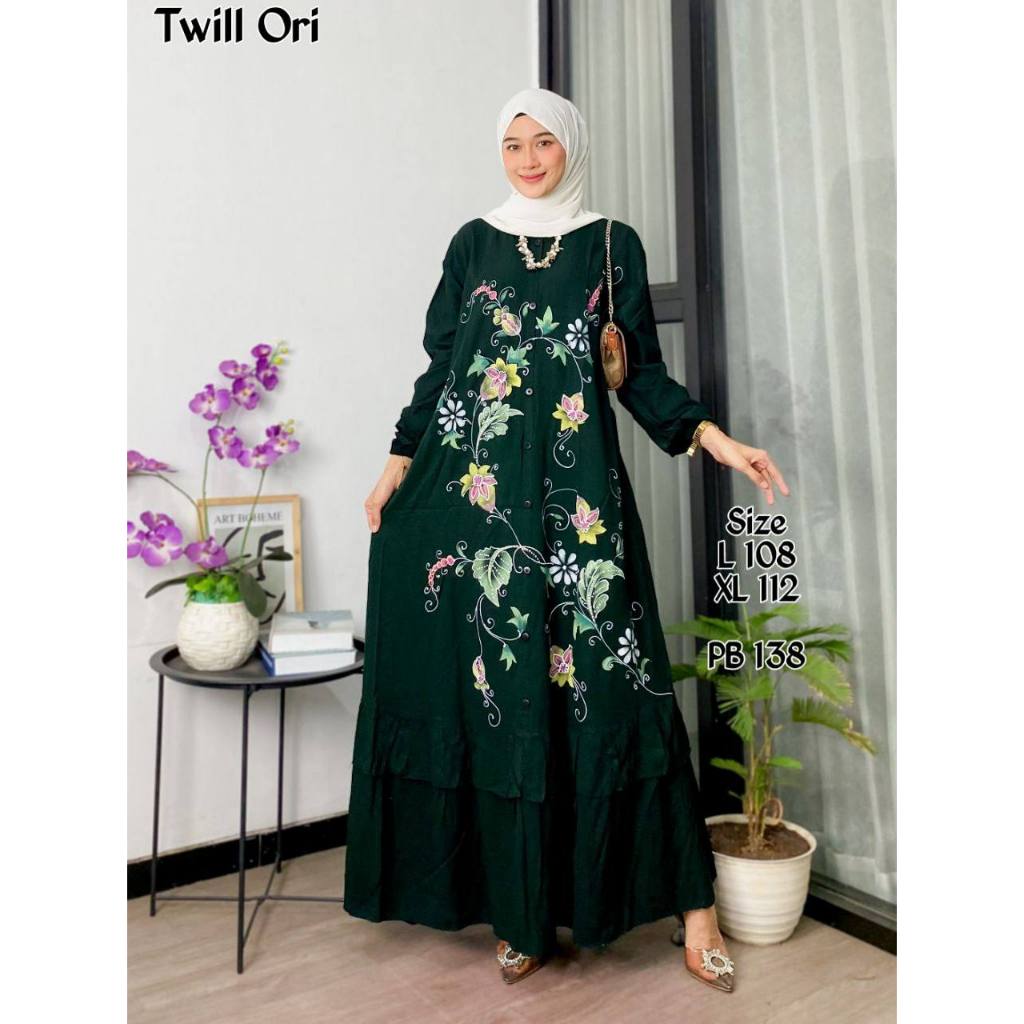GAMIS TWILL JUMBO LD 120/M L XL XXL Gamis Twill Ori Rayon Batik Pekalongan bahan adem lembut