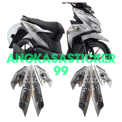 LISH STIKER sticker striping body motor beat street 2021 motor silver
