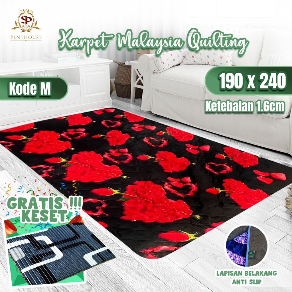 Karpet Busa Lantai 190x240CM Anti Slip Busa Premium Quilting Tebal Empuk