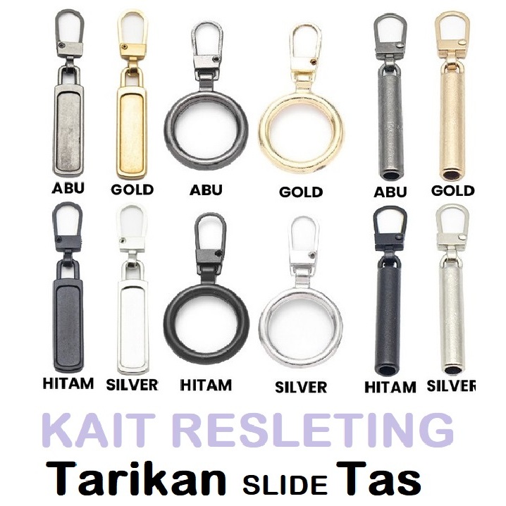 Bahan STEEL BOTANI Zipper Cantelan Resleting Penarik Ritsleting Cantelan Gantungan SLETING / Pengant