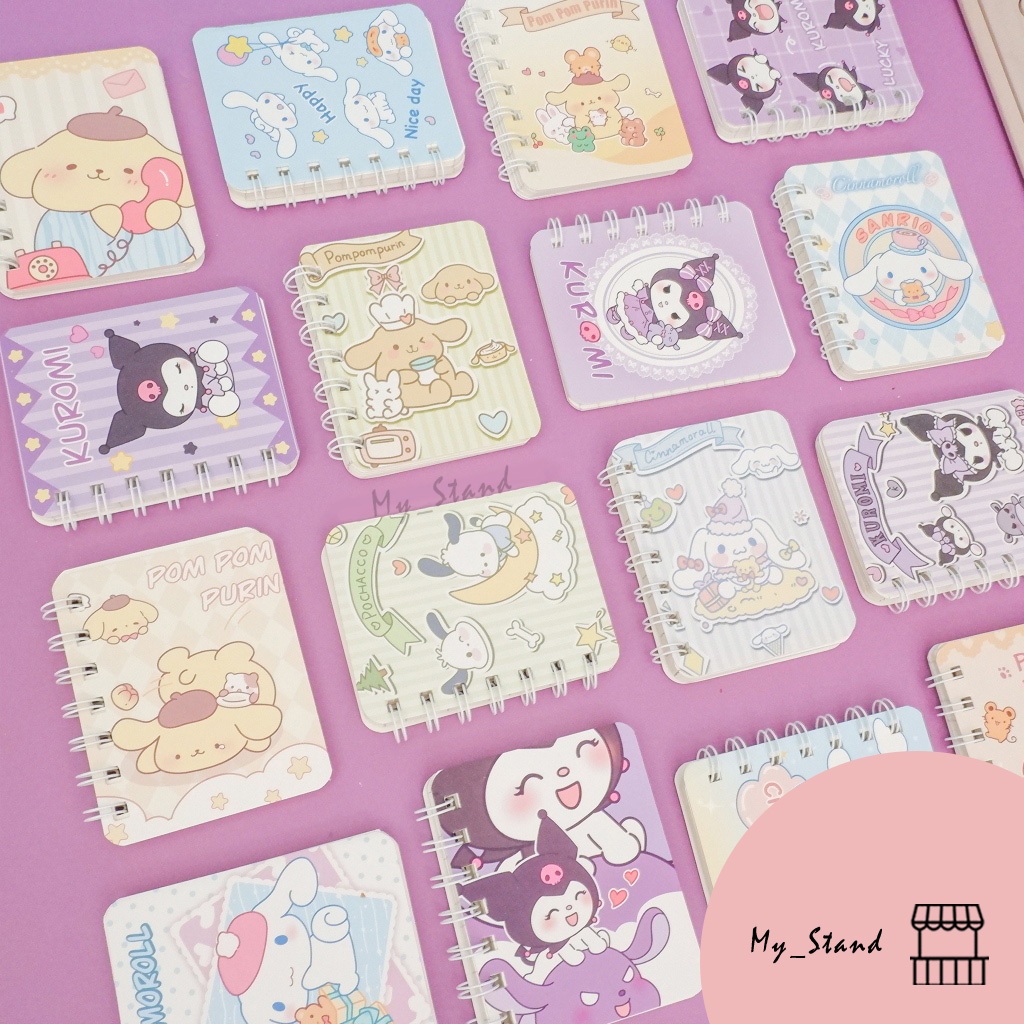 

Notebook Spiral A7 Sanrio 1 Karakter Pochacco Kuromi Pompurin Cinnamoroll Note book Kawat Hard Cover Catatan Saku Kecil Agenda Mini